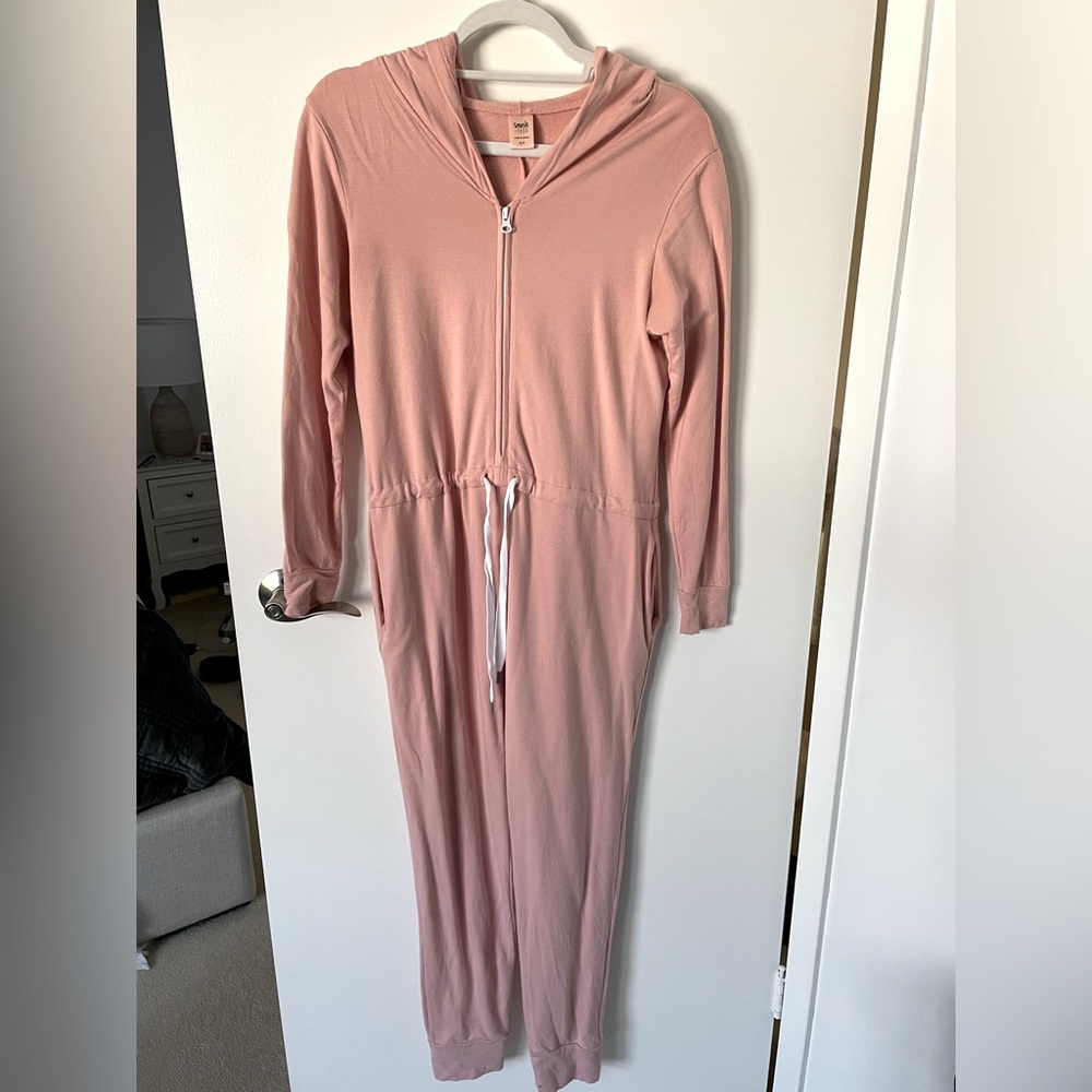 Smash & Tess x Jillian Harris Pink Hooded Harris Hoodie Jumpsuit, size small